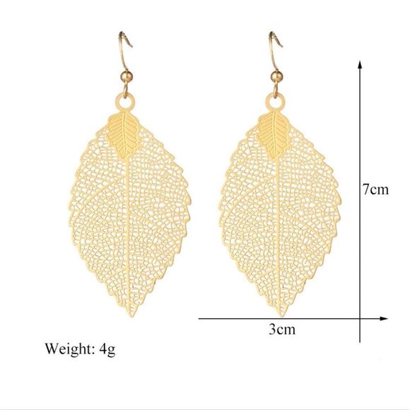 New GOLD FILIGREE LEAF EARRINGS FALL AUTUMN - Picture 4 of 8